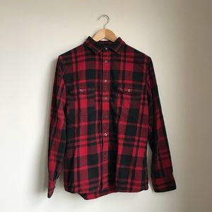 Men’s Red Plaid Button-Down